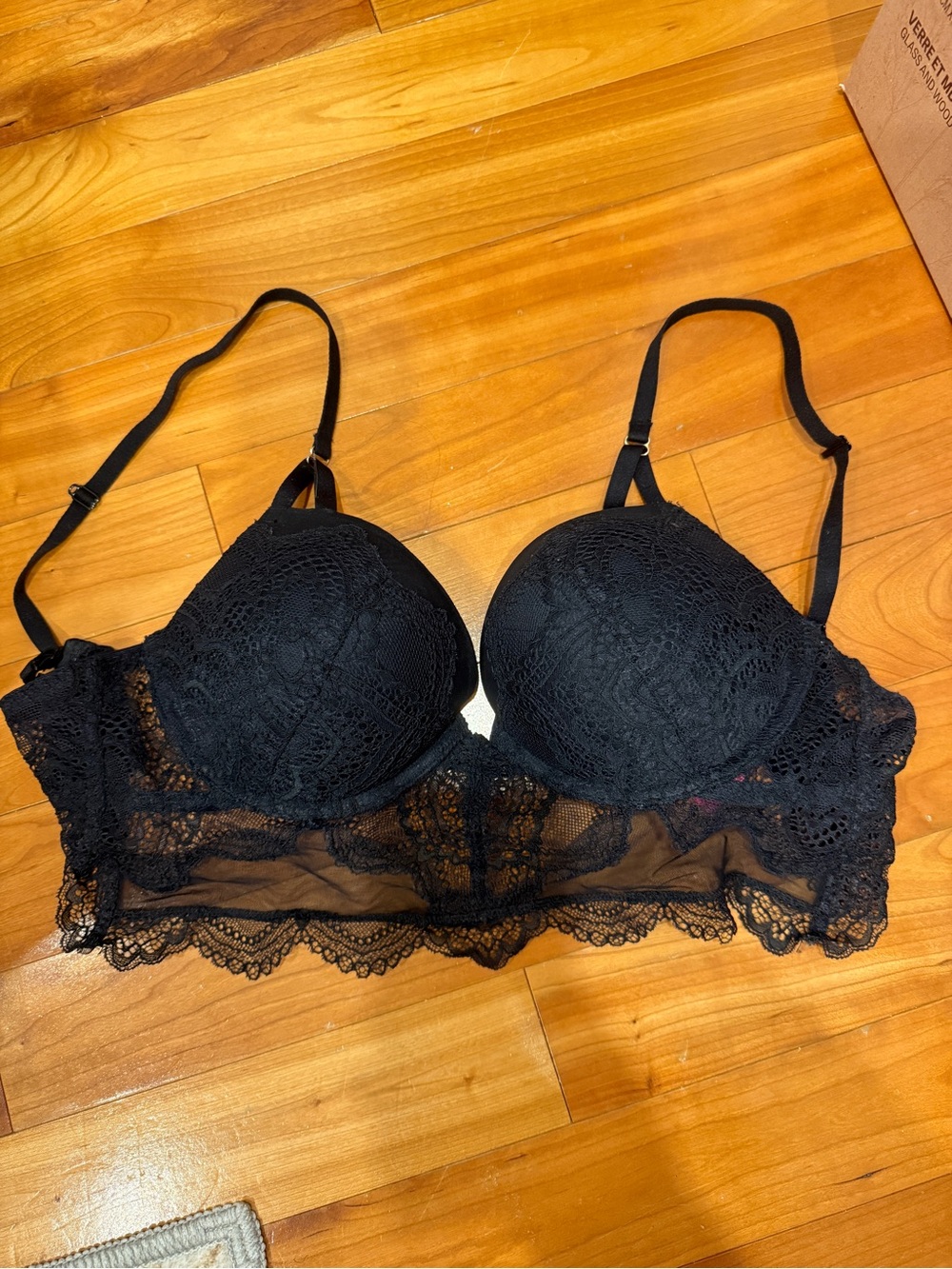 La SENZA Black Lace Longline Push-Up Bra Hello Sugar